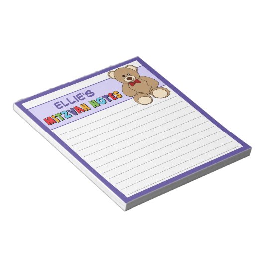 Gepersonaliseerde Teddybeer Mitswa Notitieblok - P (Schuin)