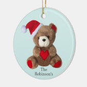 Gepersonaliseerde teddybeer op lichtblauw keramisch ornament (Links)