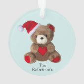 Gepersonaliseerde teddybeer op lichtblauw ornament (achterkant)
