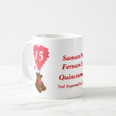Gepersonaliseerde teddybeer Quinceanera Koffiemok (Voorkant links)
