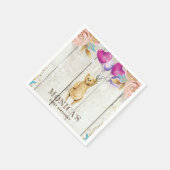 Gepersonaliseerde Teddybeer Rustieke Verjaardag Servet (Hoek)