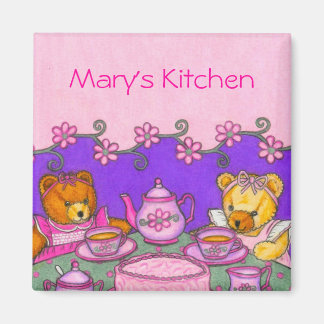 Gepersonaliseerde teddybeer thee party magneet