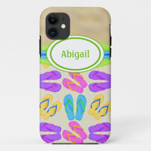 Gepersonaliseerde Teenslippers en strand iPhone 5  Case-Mate iPhone Case