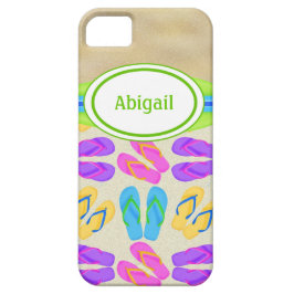 Gepersonaliseerde Teenslippers en strand iPhone 5  Case-Mate iPhone Case
