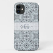 Gepersonaliseerde tegelbloemenharmonie grijs manda Case-Mate iPhone case (Achterkant)