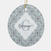 Gepersonaliseerde tegelbloemenharmonie grijs manda keramisch ornament (Links)