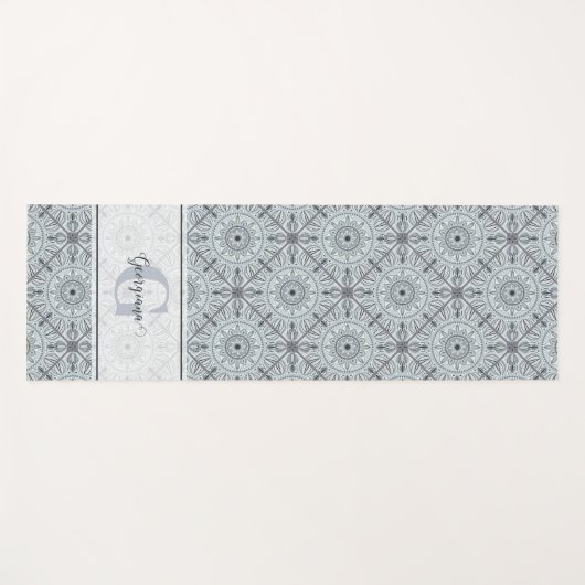 Gepersonaliseerde tegelbloemenharmonie grijs manda yogamat (Voorkant (horizontaal))