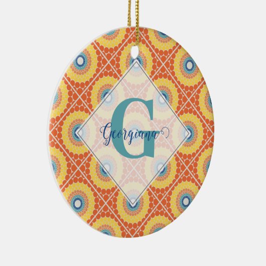 Gepersonaliseerde Tegelvormige Egeïsche Zomer Radi Keramisch Ornament (Rechts)