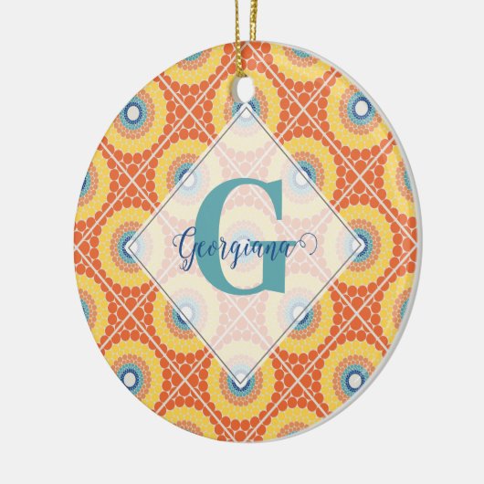 Gepersonaliseerde Tegelvormige Egeïsche Zomer Radi Keramisch Ornament (Links)