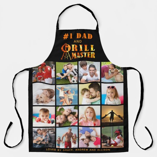 Gepersonaliseerde tekst #1 DAD GRILL MASTER 16 Fot Schort (Voorkant)