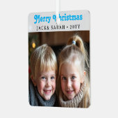 Gepersonaliseerde tekst 2 Foto Groene Retro Typogr Metalen Ornament (Voorkant links)