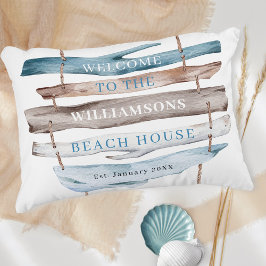 Gepersonaliseerde tekst, Beach Coastal Driftwood T Accent Kussen