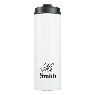 Gepersonaliseerde tekst de heer Smith Name White B Thermosbeker