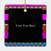 Gepersonaliseerde tekst Elegant gestreept donker v Keramisch Ornament (Achterkant)