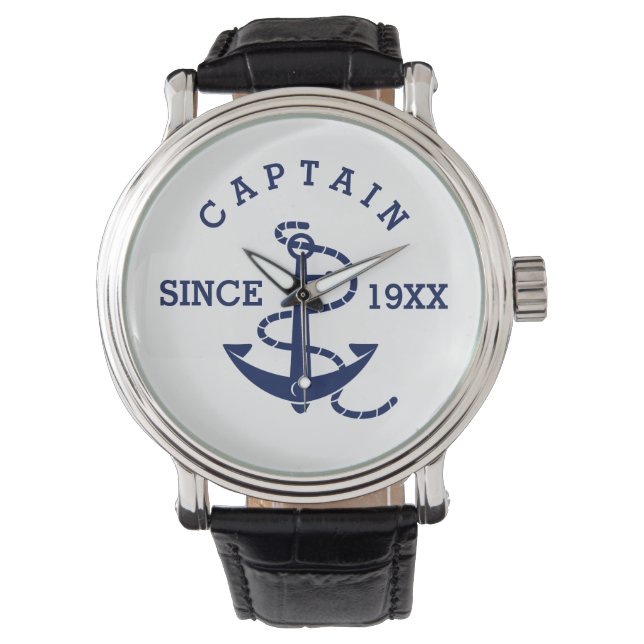 Gepersonaliseerde tekst en datum nautische anker horloge (Voorkant)
