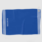 Gepersonaliseerde tekst en drie strepen op Royal B Golfhanddoek (Horizontaal)