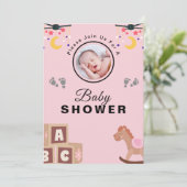 Gepersonaliseerde tekst en foto Baby shower Kaart (Staand voorkant)