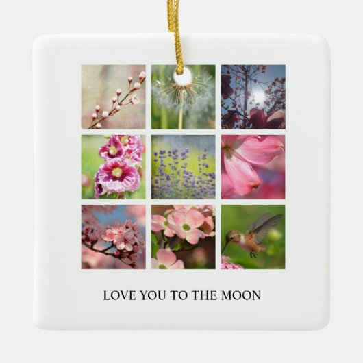 Gepersonaliseerde tekst- en fotocollage keramisch ornament (Voorkant)