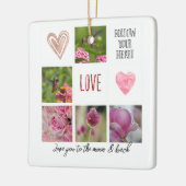 Gepersonaliseerde tekst en fotocollage Love Pink Keramisch Ornament (Links)