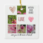 Gepersonaliseerde tekst en fotocollage Love Pink Keramisch Ornament (Voorkant)
