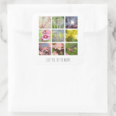 Gepersonaliseerde tekst- en fotocollage vierkante sticker (Tas)