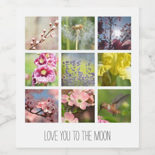 Gepersonaliseerde tekst- en fotocollage wijn etiket (Enkel label)