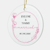 Gepersonaliseerde tekst, foto script getrouwd keramisch ornament (Links)
