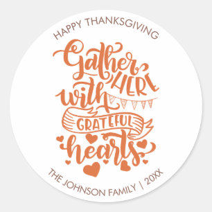 Gepersonaliseerde tekst Grateful Heart Thanksgivin Ronde Sticker