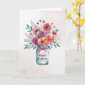 Gepersonaliseerde tekst Happy Birthday Bloemen Boe Kaart (Gele Bloem)