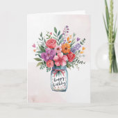 Gepersonaliseerde tekst Happy Birthday Bloemen Boe Kaart (Voorkant)