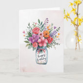 Gepersonaliseerde tekst Happy Birthday Bloemen Boe Kaart (Gele Bloem)