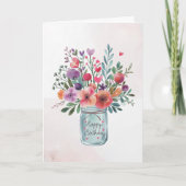 Gepersonaliseerde tekst Happy Birthday Bloemen Boe Kaart (Voorkant)