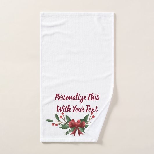 Gepersonaliseerde tekst Holly en Berry Kerstmis Bad Handdoek (Handdoek)