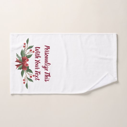 Gepersonaliseerde tekst Holly en Berry Kerstmis Bad Handdoek (Handdoek)