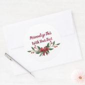 Gepersonaliseerde tekst Holly en Berry Kerstmis Ronde Sticker (Envelop)