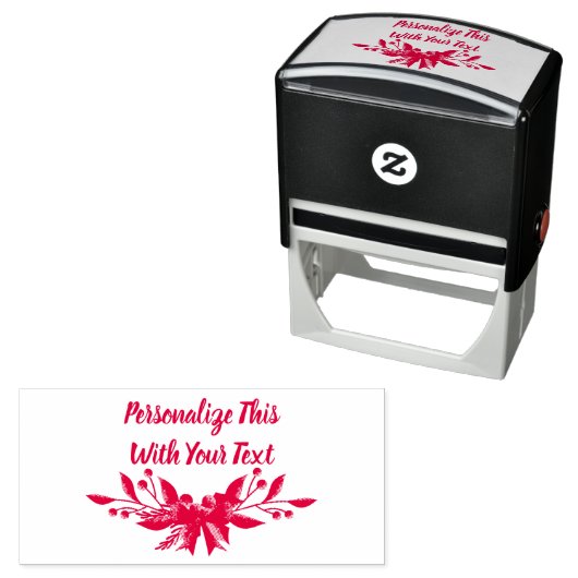 Gepersonaliseerde tekst Holly en Berry Kerstmis Zelfinktende Stempel (In situ)