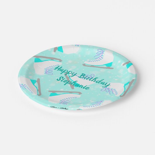 Gepersonaliseerde tekst IJskating Pattern Blue Gir Papieren Bordje (Gekanteld)