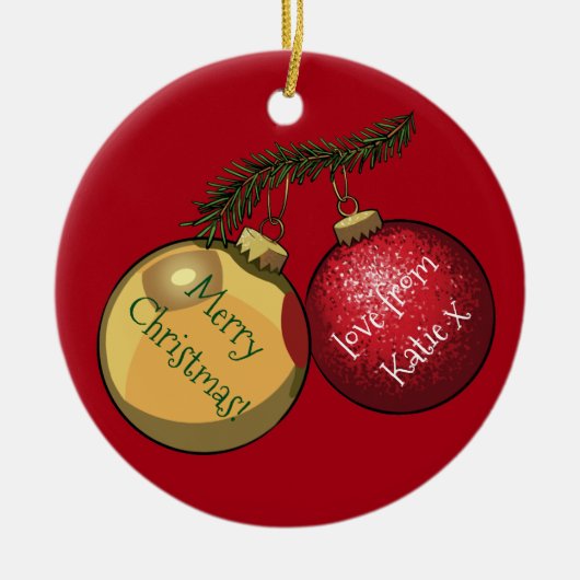 Gepersonaliseerde Tekst Kerstboom Baubles Cartoon Keramisch Ornament (Voorkant)