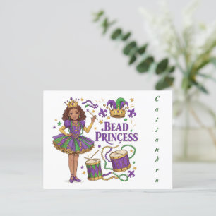 Gepersonaliseerde Tekst Kralen Prinses - Mardi Gra Briefkaart