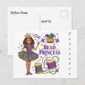 Gepersonaliseerde Tekst Kralen Prinses - Mardi Gra Briefkaart (Voorkant / Achterkant)