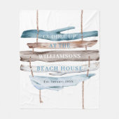 Gepersonaliseerde tekst, Kustdriftwood Beach Thema Fleece Deken (Voorkant)