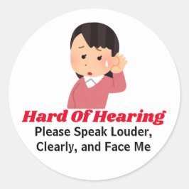 Gepersonaliseerde tekst - meisje met slechthorend ronde sticker