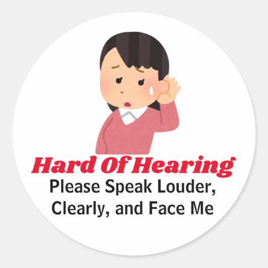 Gepersonaliseerde tekst - meisje met slechthorend ronde sticker (Voorkant)