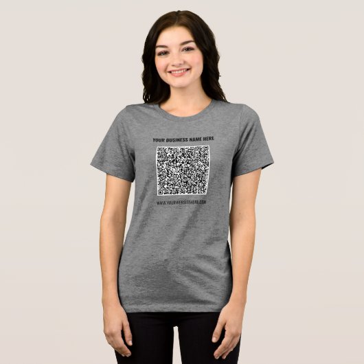 Gepersonaliseerde tekst merk je QR-code bedrijf Tri-Blend Shirt (Voorkant volledig)