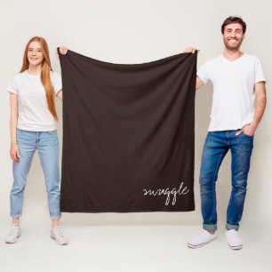 Gepersonaliseerde tekst op donkere chocolade fleece deken