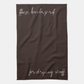 Gepersonaliseerde tekst op donkere chocolade theedoek (Verticaal)