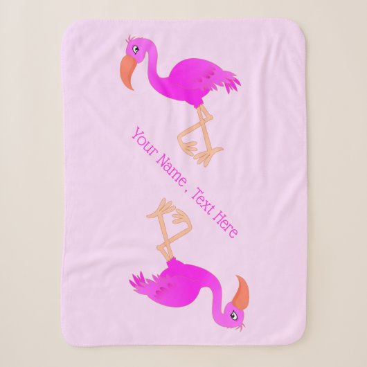 Gepersonaliseerde tekst Sherpa Deken Roze Flamingo (Voorkant)