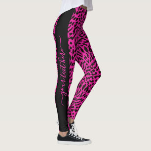 Gepersonaliseerde tekst toevoegen Hot Pink Leopard Leggings