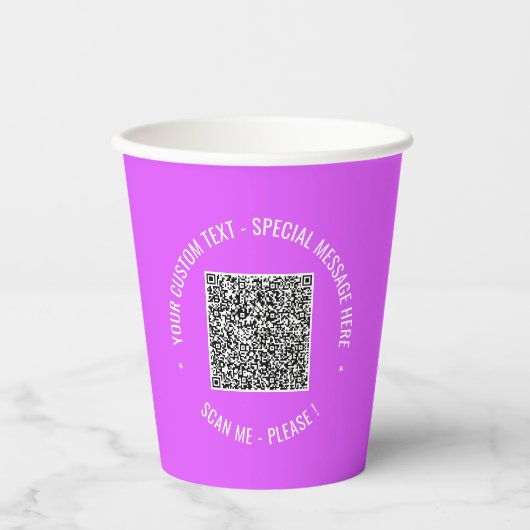 Gepersonaliseerde tekst Uw QR-code papieren bekers (Voorkant)