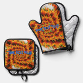 Gepersonaliseerde tekst wijzigen Naam Sunflower Sw Ovenwant & Pannenlap Set (Voorkant / Achterkant)